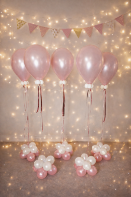 Rosa Latexballon als Tischdekoration